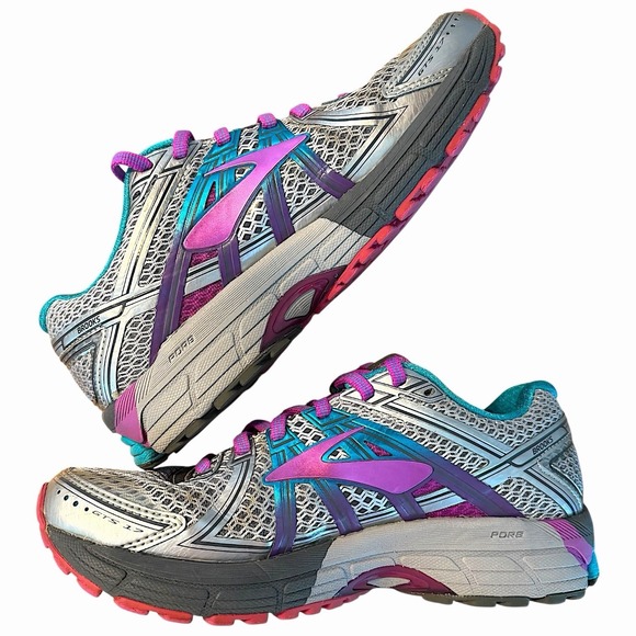 Brooks Adrenaline GTS 17 Running Shoes Womens US 7 B Silver Purple Teal- Read - Picture 4 of 11